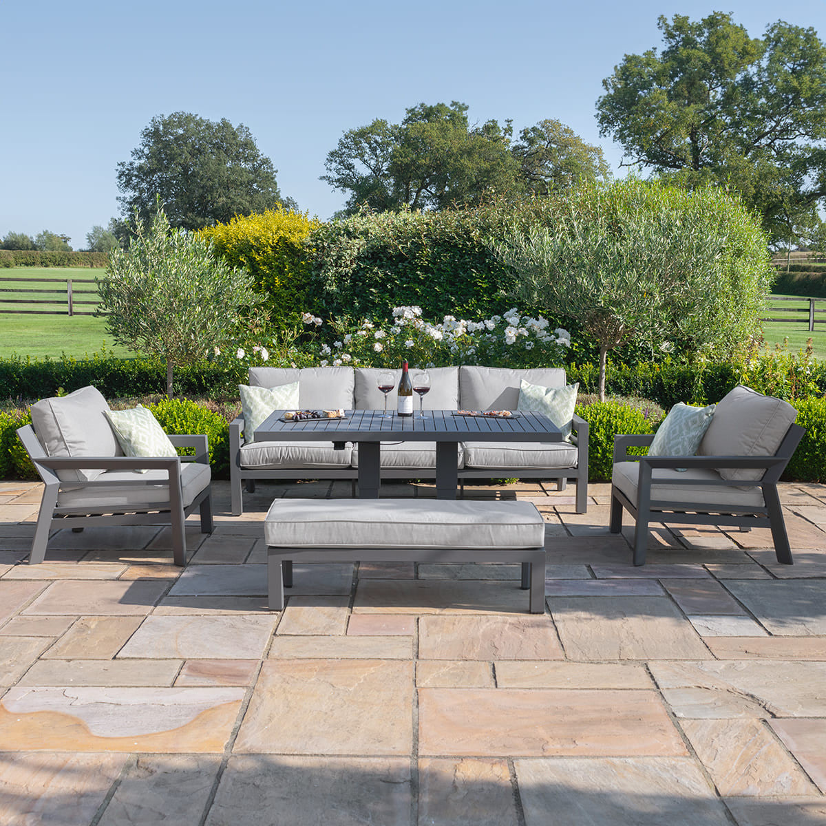 New York 3 Seat Sofa Set with Rising Table / Dove Grey