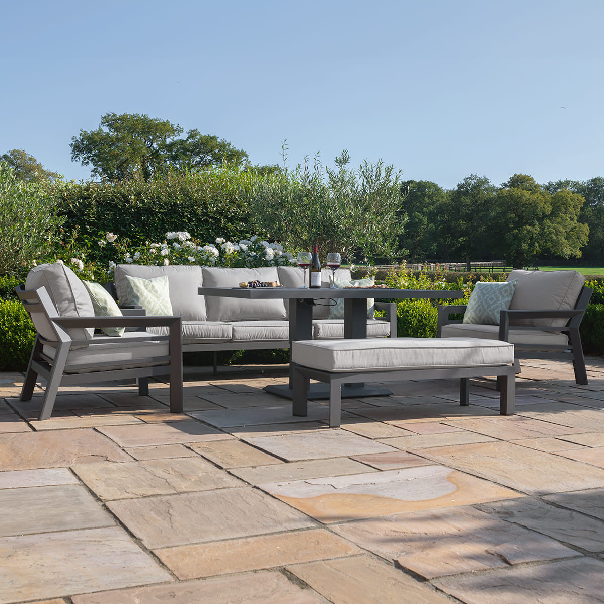 New York 3 Seat Sofa Set with Rising Table / Dove Grey