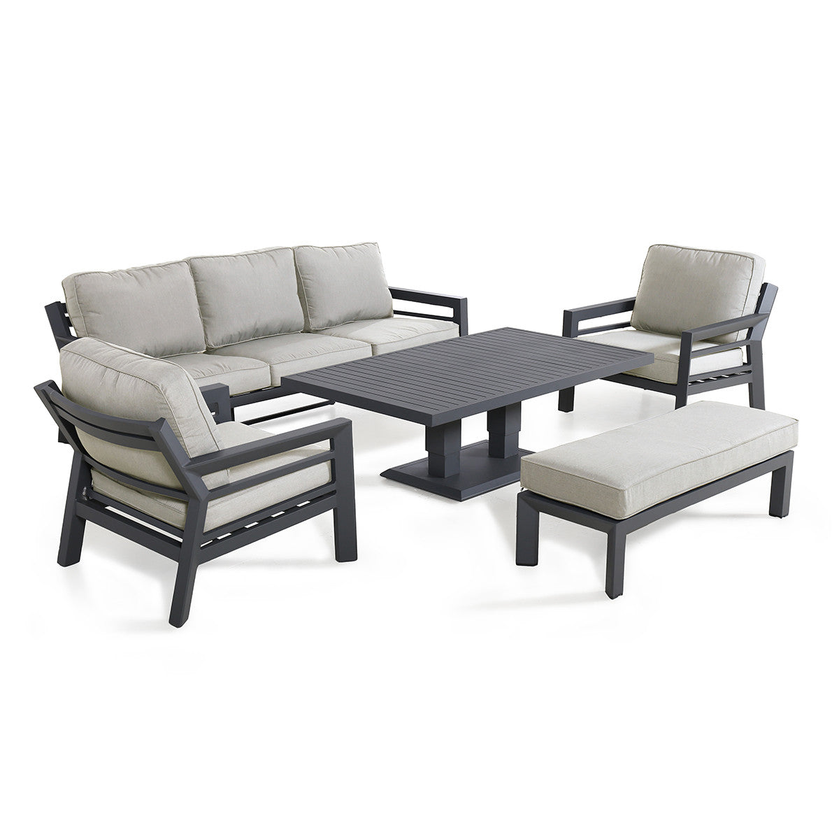 New York 3 Seat Sofa Set with Rising Table / Dove Grey