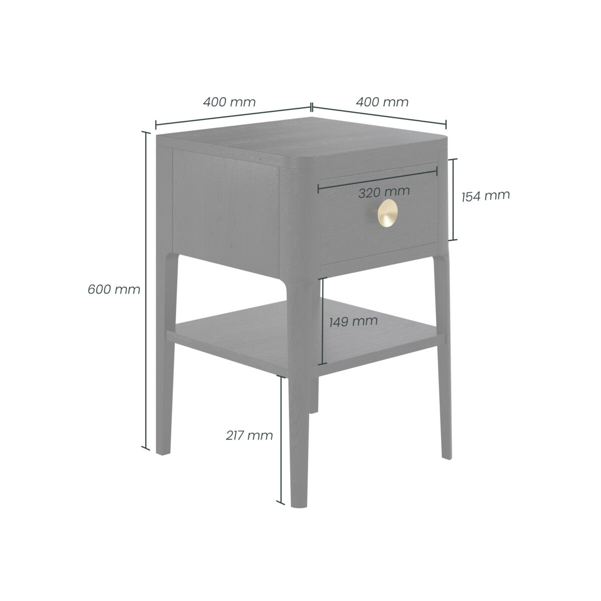 Abberley Bedside Table | One Drawer | Black