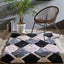 3D Grey Geometric Shaggy Rug