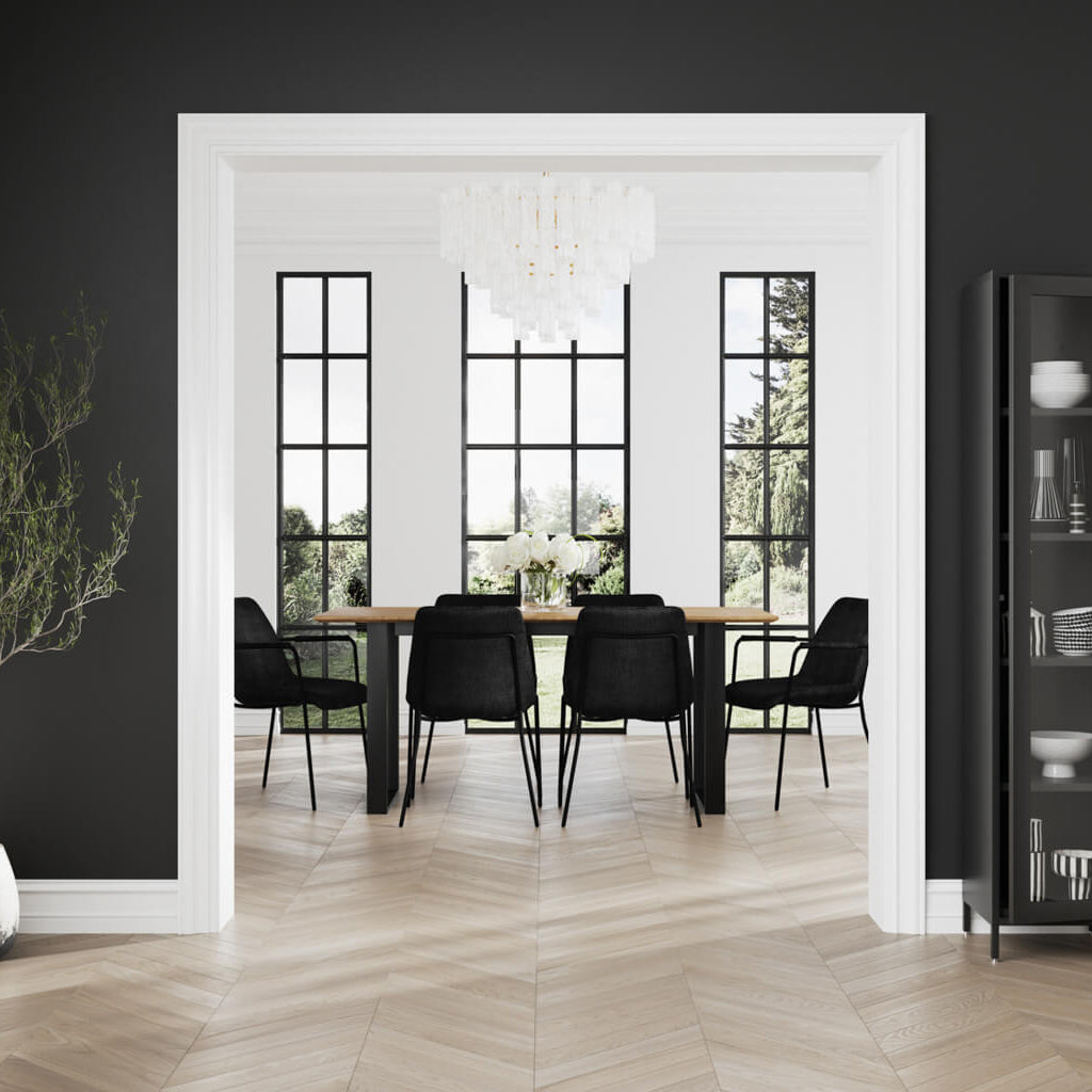Antibes Black Dining Table 4 Carlo Black Chairs with Arms