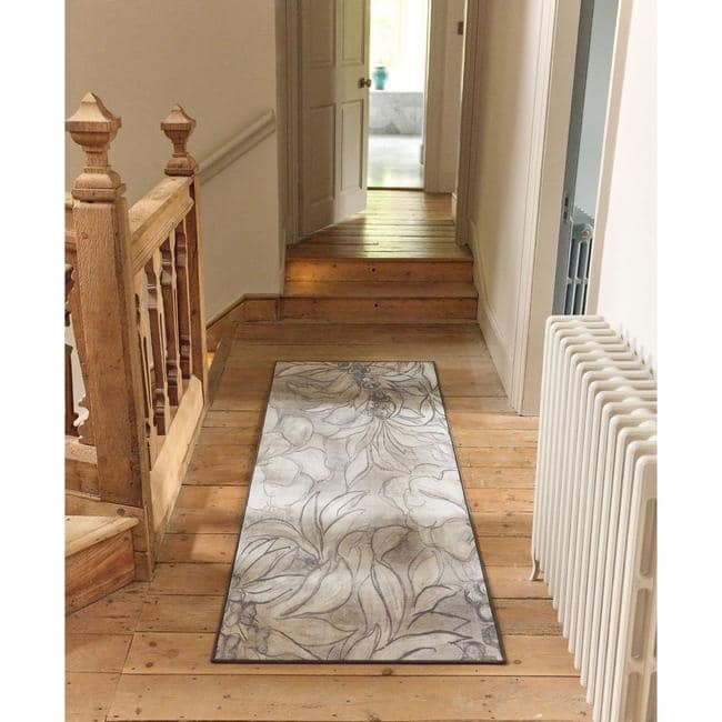 Eco-Washable Cream Rug Floral Design