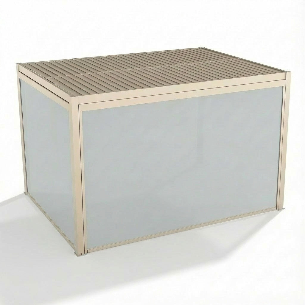 Como Pergola Drop Screen 370x218 / Textilene Latte / Zip Blind