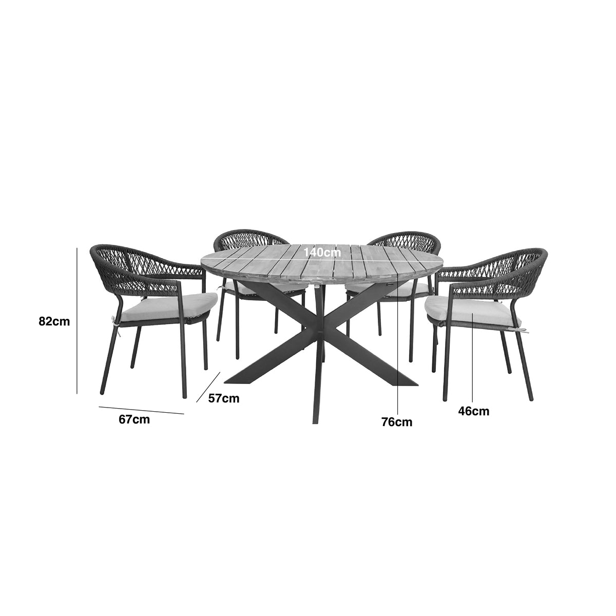 New Bali 4 Seat Round Dining Set - Sandstone