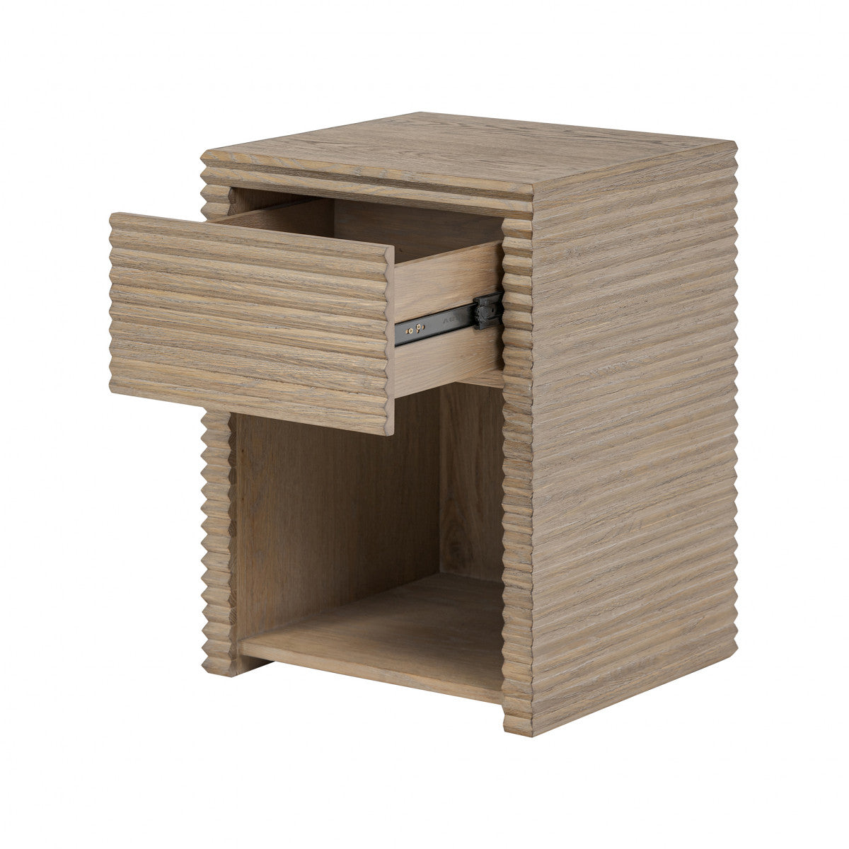 Wickham Bedside Table | One Drawer | Oak | Ribbed