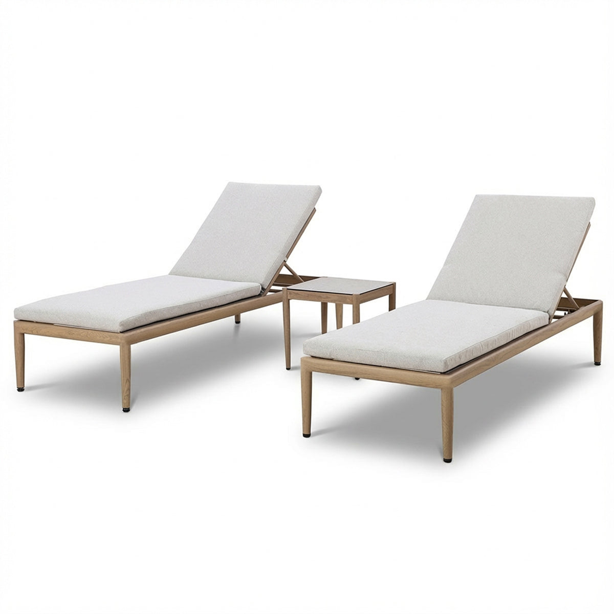 Burford Sunlounger Set with Side Table and SeasonSure Cushions- Almond