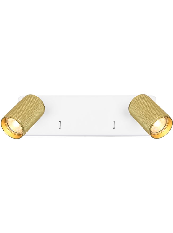 Broadway 2lt Spotlight Matt White with Brass sleeve