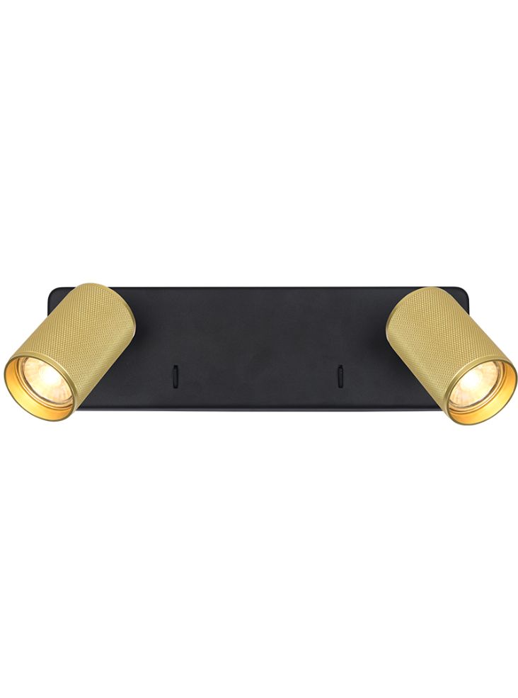 Broadway 2lt Spotlight Matt Black with Brass Sleeve