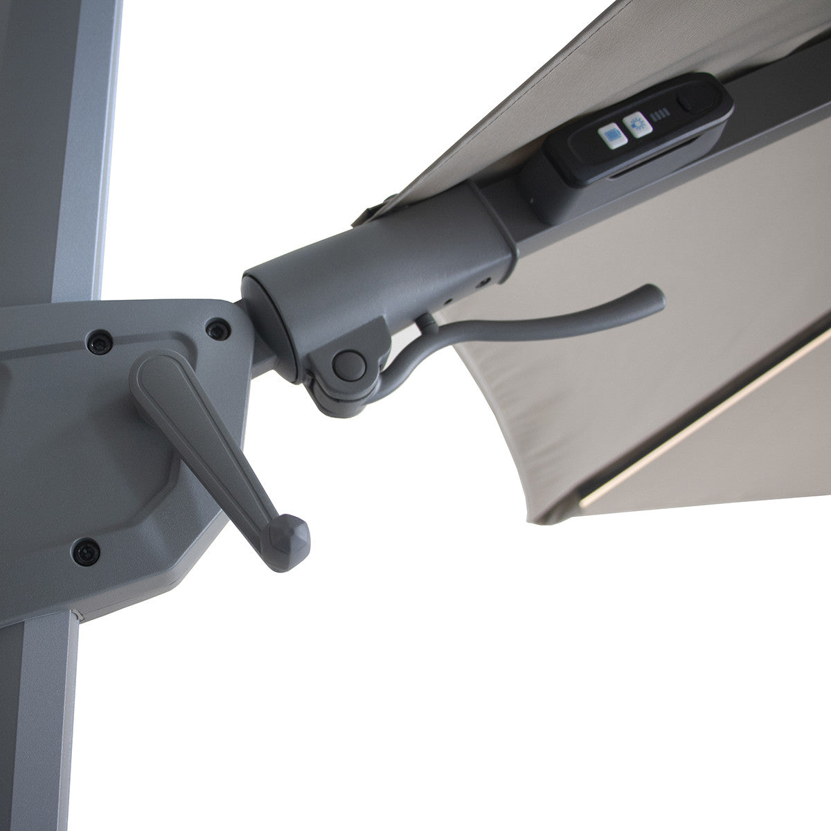 Apollo LED 3m Round Rotating Cantilever Parasol With Base - Clay Beige