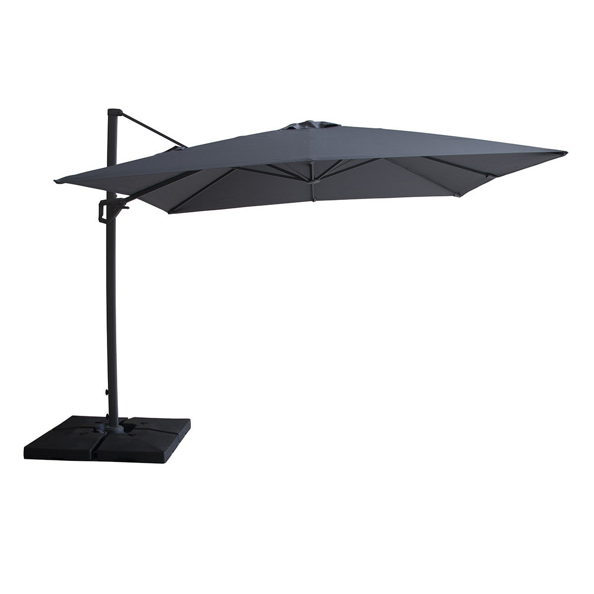 Helios 3m x 3m Square Rotating Cantilever Parasol With Base - Charcoal Grey