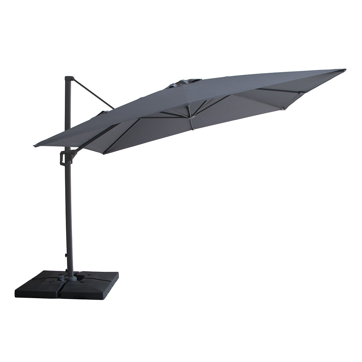 Helios 3m x 3m Square Rotating Cantilever Parasol With Base - Charcoal Grey