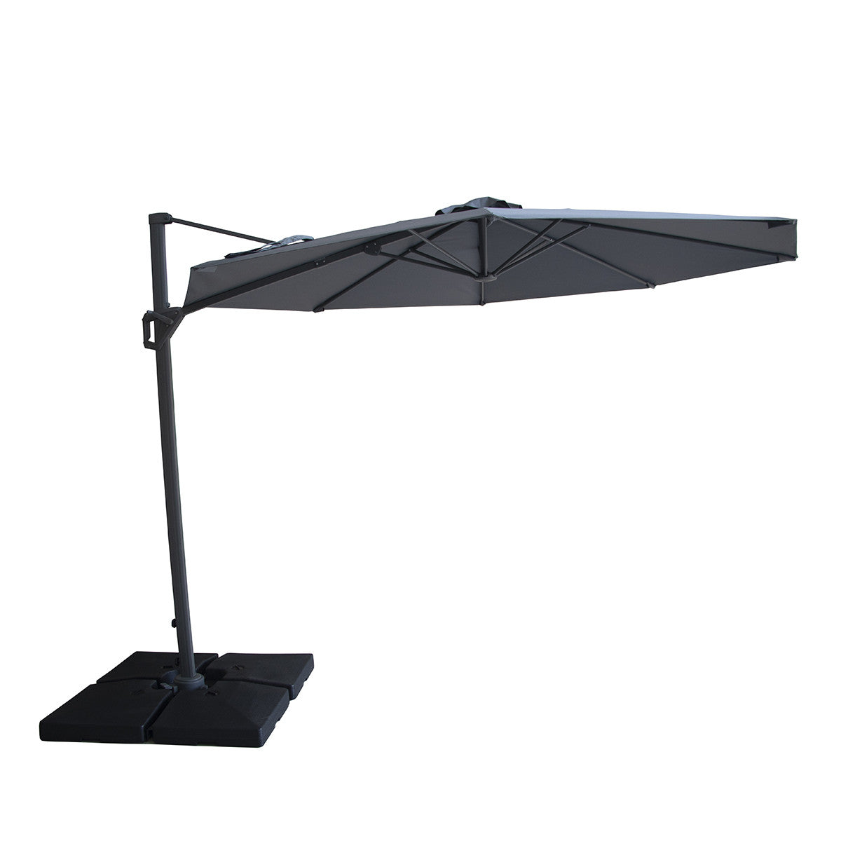 Helios 3m Round Rotating Cantilever Parasol With Base - Charcoal Grey