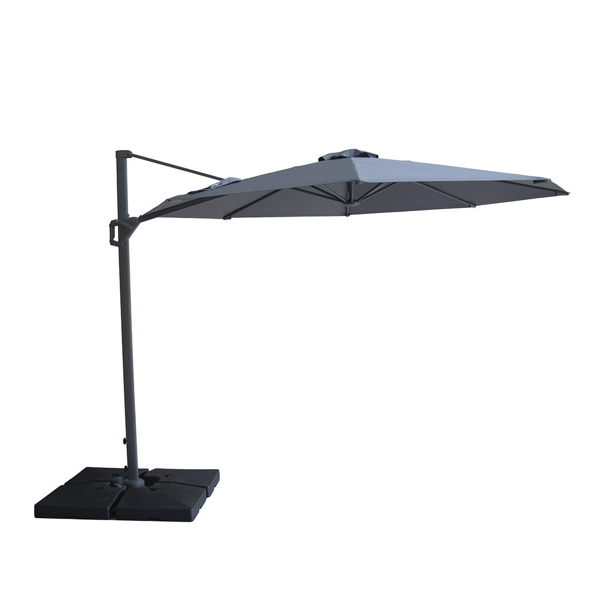 Helios 3m Round Rotating Cantilever Parasol With Base - Charcoal Grey