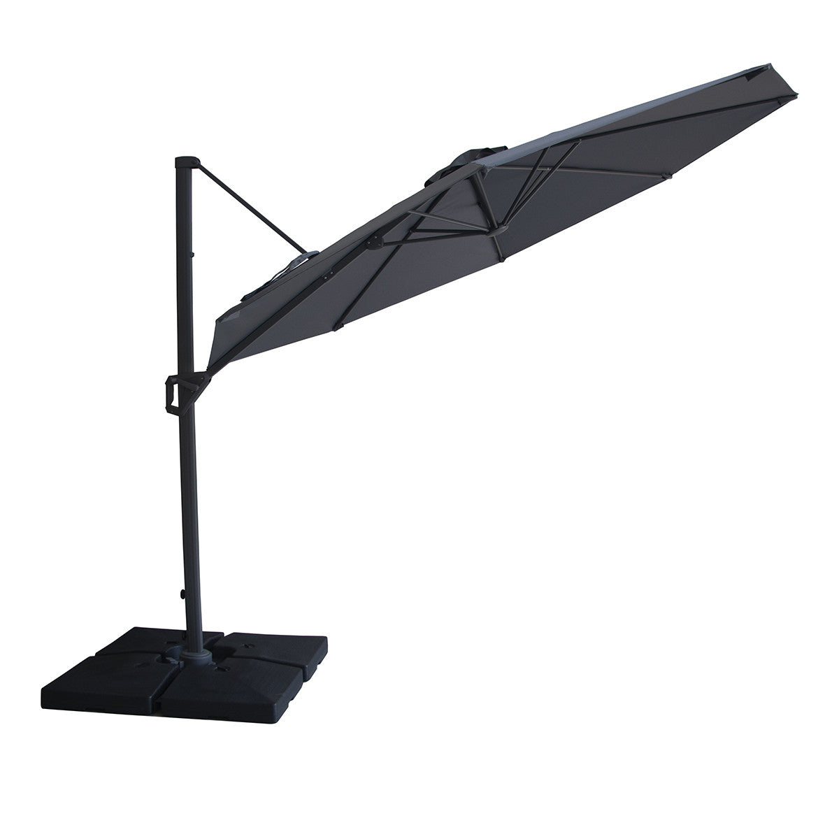 Helios 3m Round Rotating Cantilever Parasol With Base - Charcoal Grey