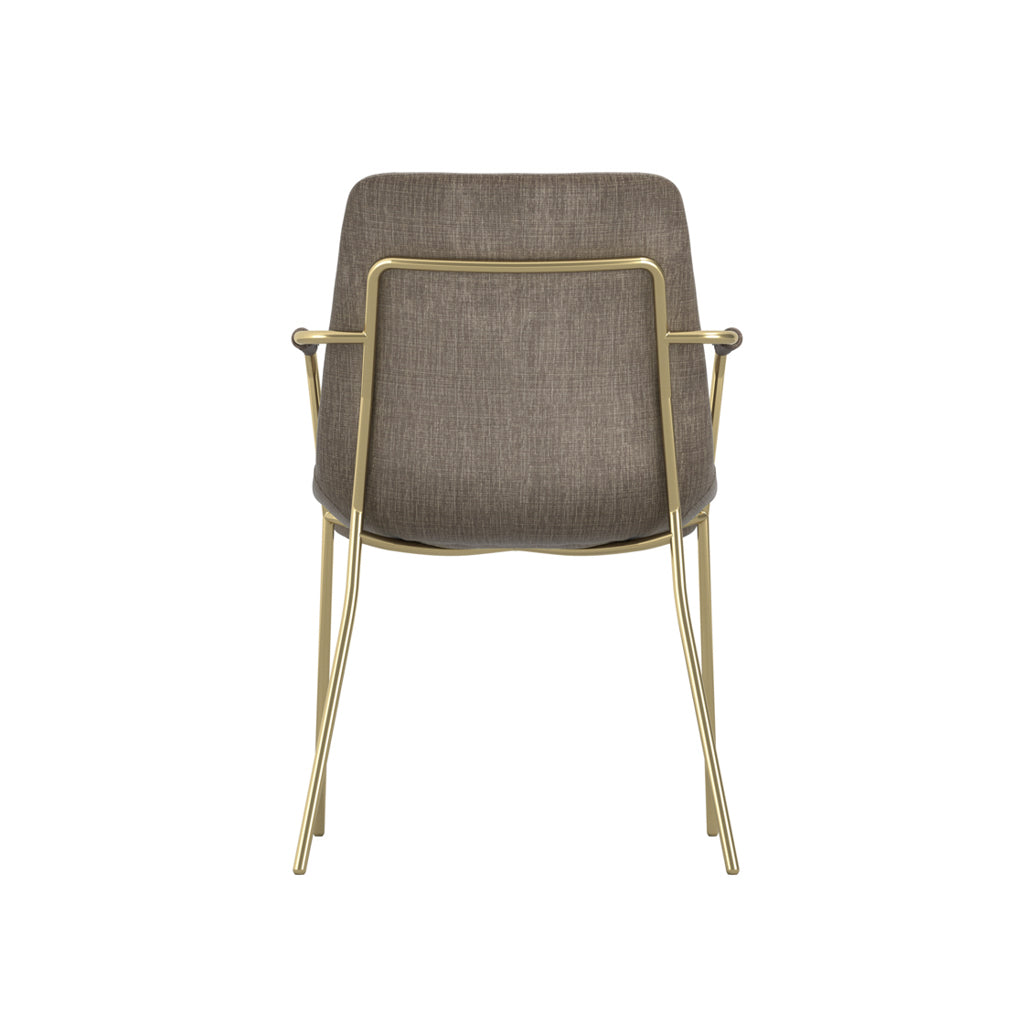 Carlo Taupe and Gold Dining Chair with Arms