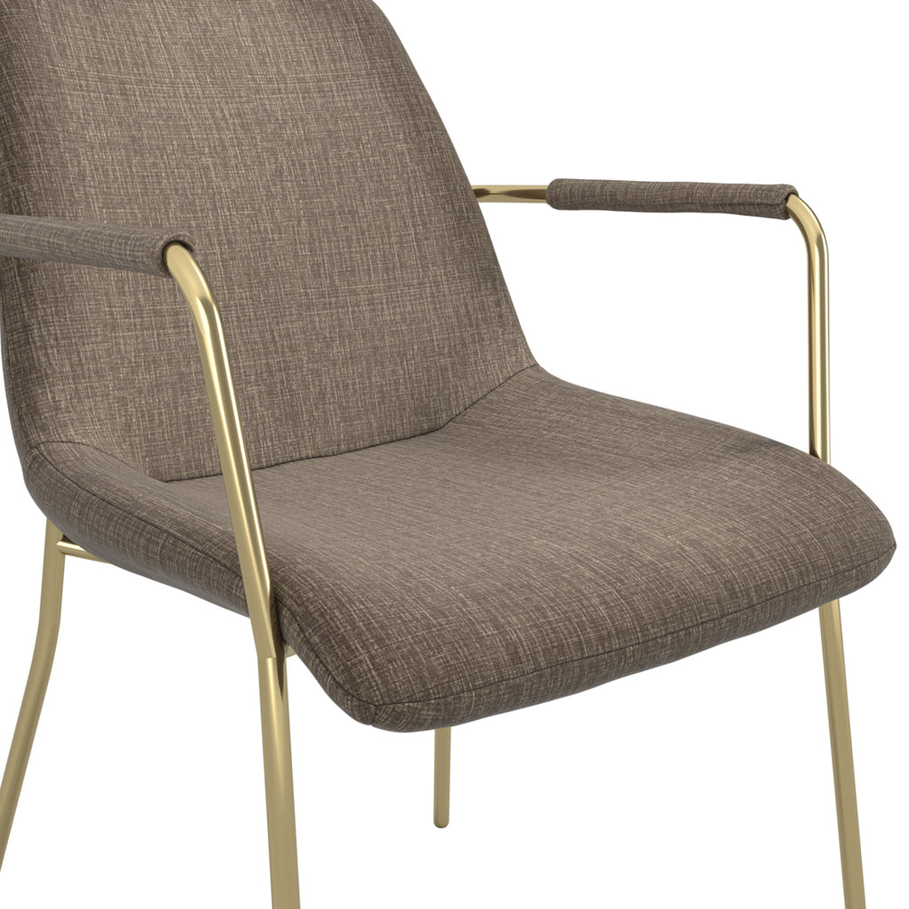 Carlo Taupe and Gold Dining Chair with Arms