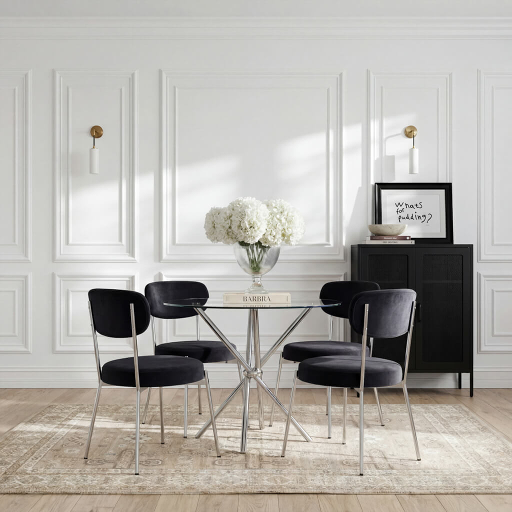 Casa Glass & Silver Dining Table
