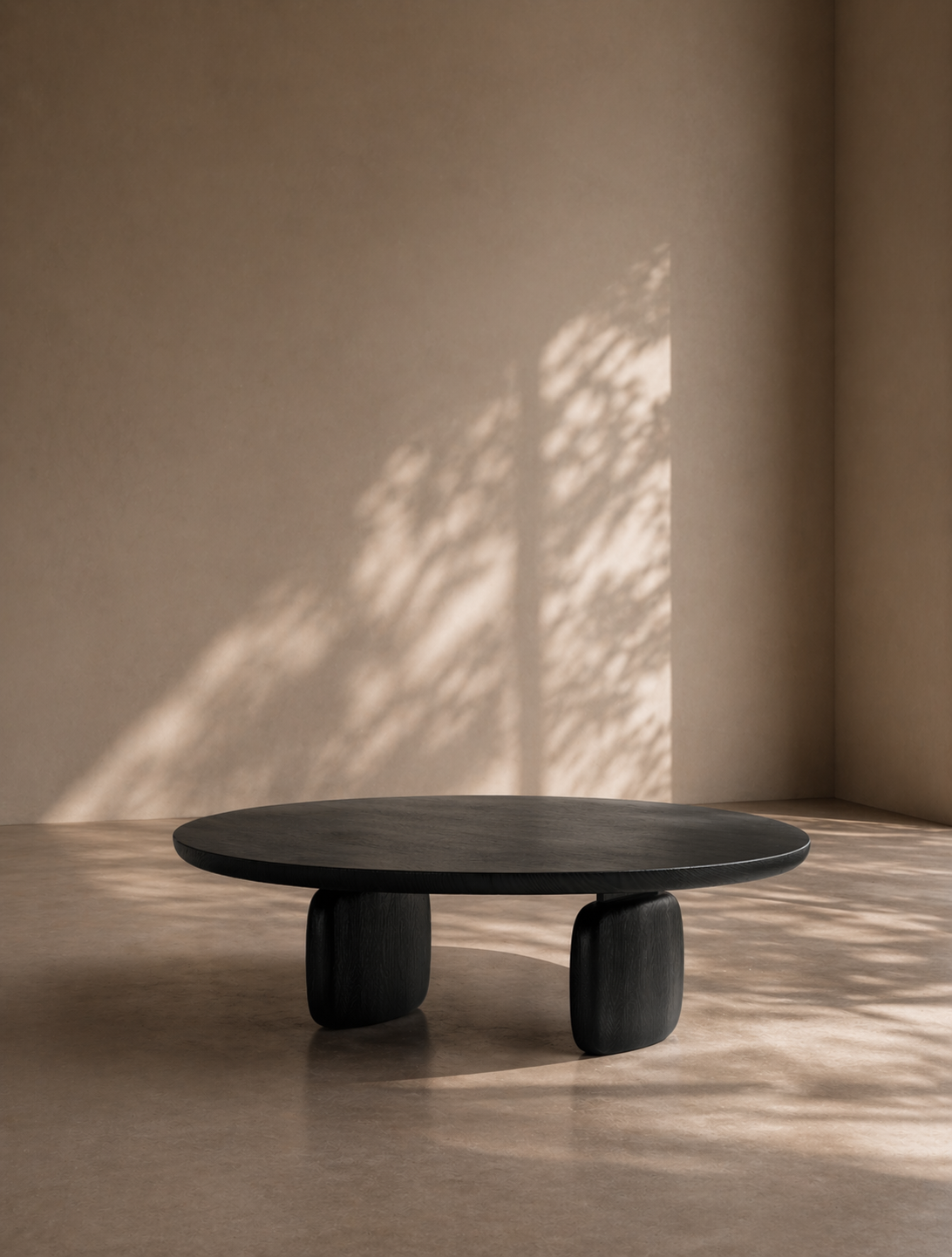 Underline Round Coffee Table - Black Oak