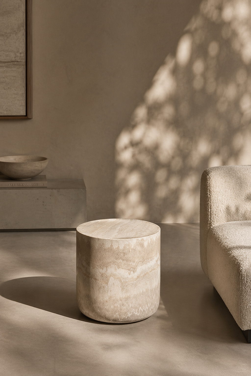 Ciladro Side Table - Faux Travertine