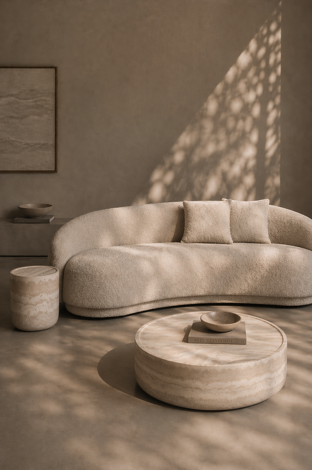 Ciladro Side Table - Faux Travertine