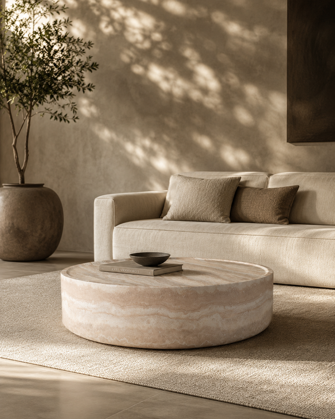 Ciladro Coffee Table - Faux Travertine - Medium