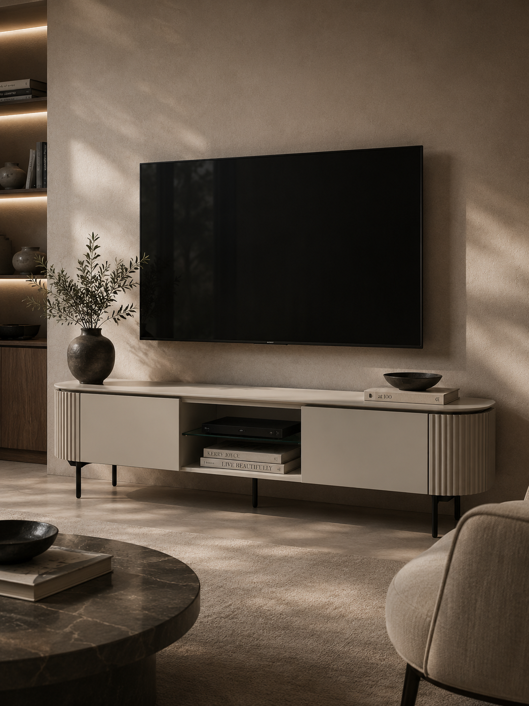 Lantine TV Unit - Matte Beige