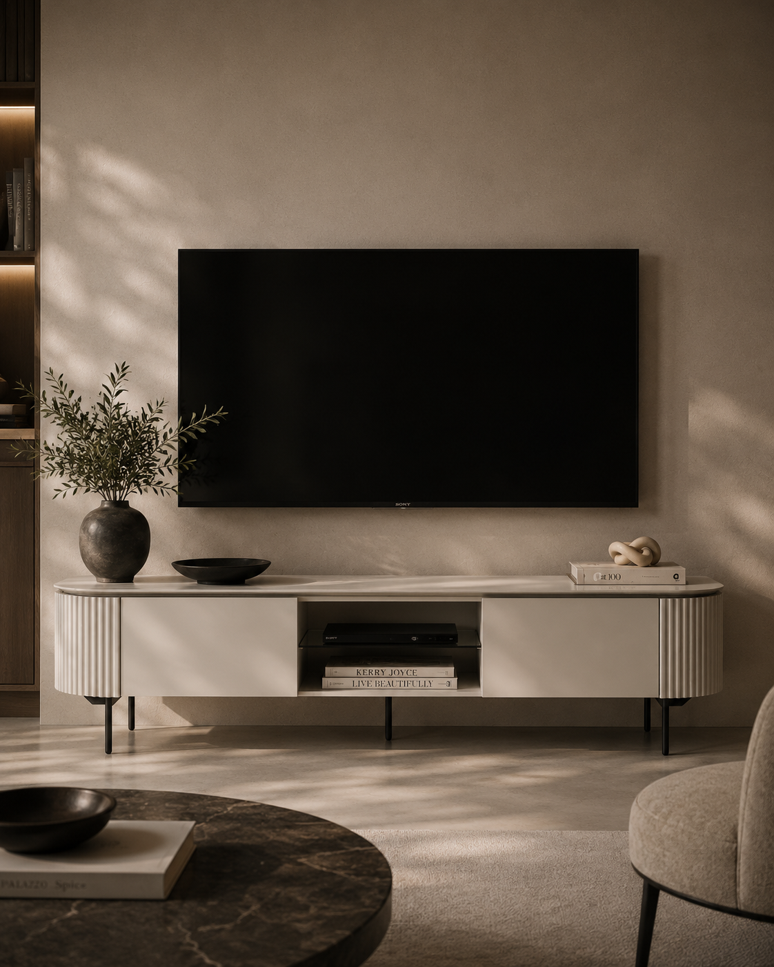 Lantine TV Unit - Matte Beige