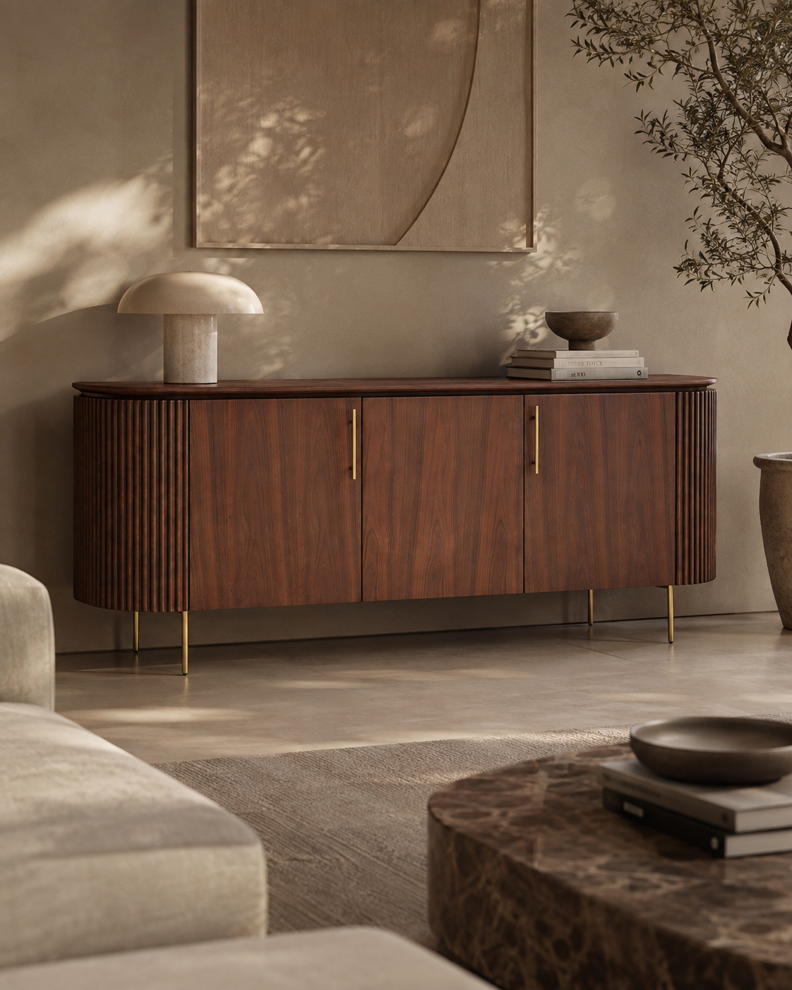Lantine Buffet – Walnut & Brass
