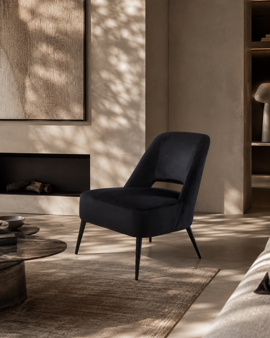 Avesa Lounge Chair - Black Velvet