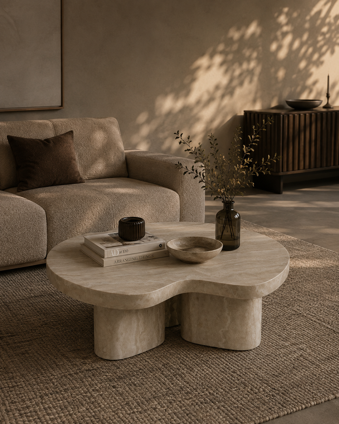 Lilac Coffee Table - Faux Travertine