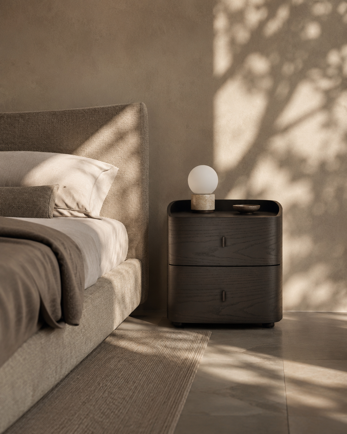 Vertu Bedside Table - Smoke Oak