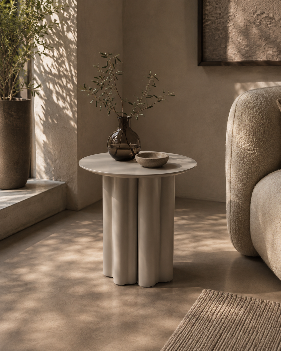 Moon Side Table - Matte Beige