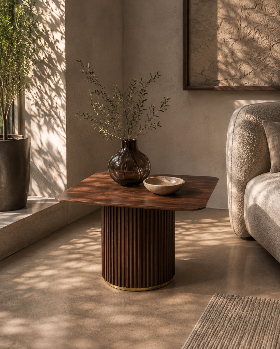 Lantine Side Table - Walnut & Brass