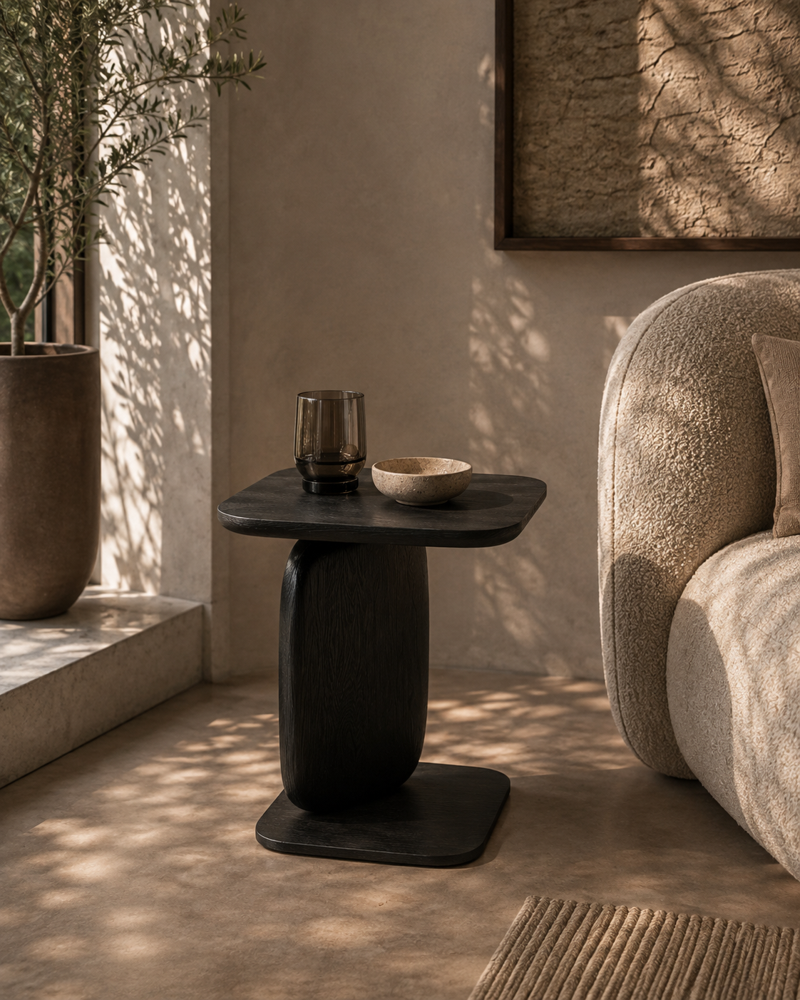 Underline Side Table - Black Oak