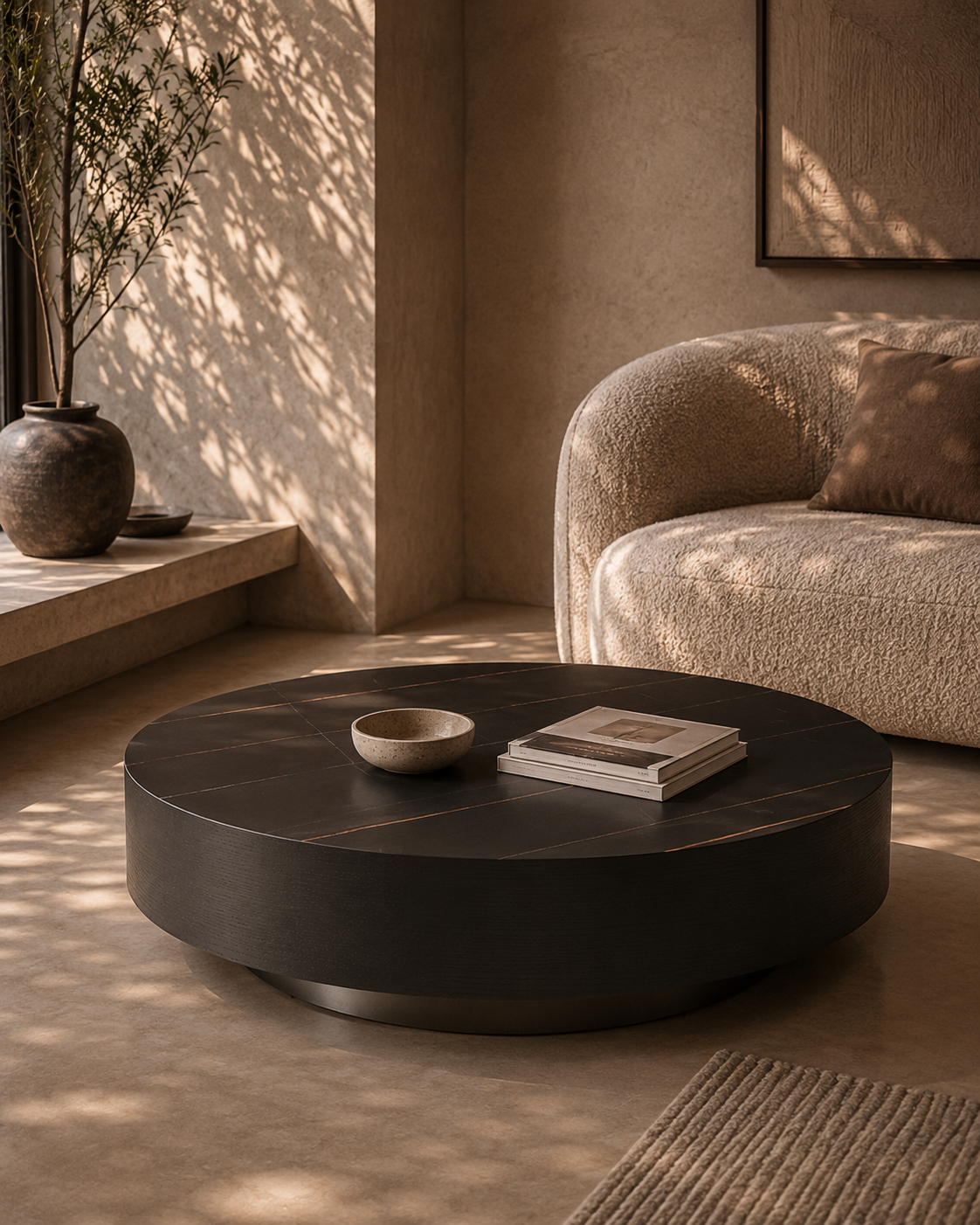 Coin Coffee Table - Black Ceramic Marble