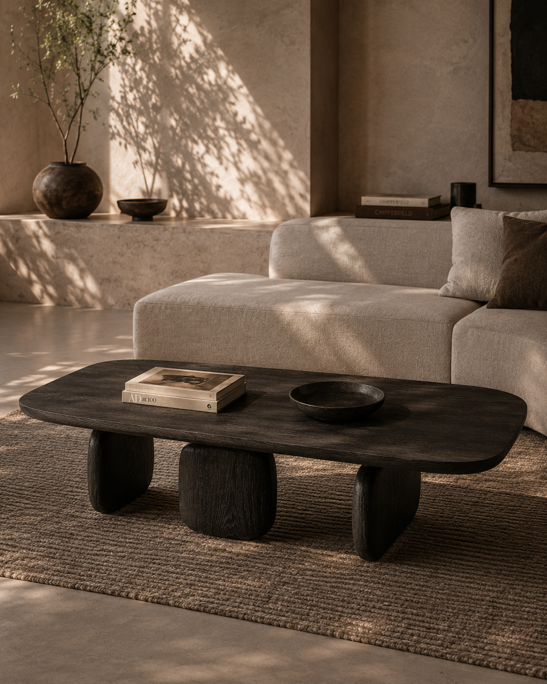 Underline Oval Coffee Table - Black Oak