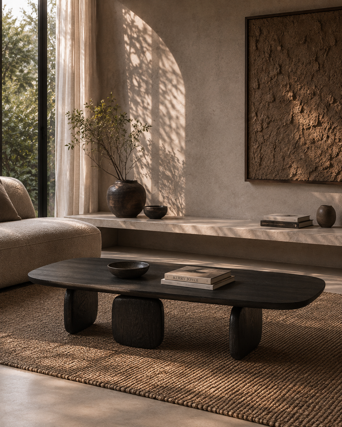 Underline Oval Coffee Table - Black Oak