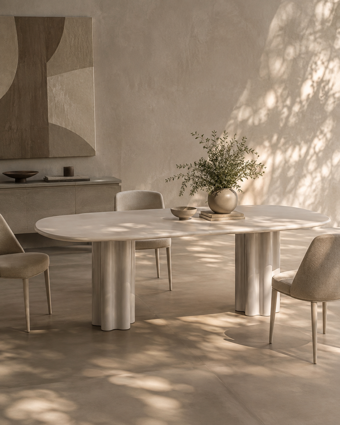 Moon Dining Table 240 - Matte Beige