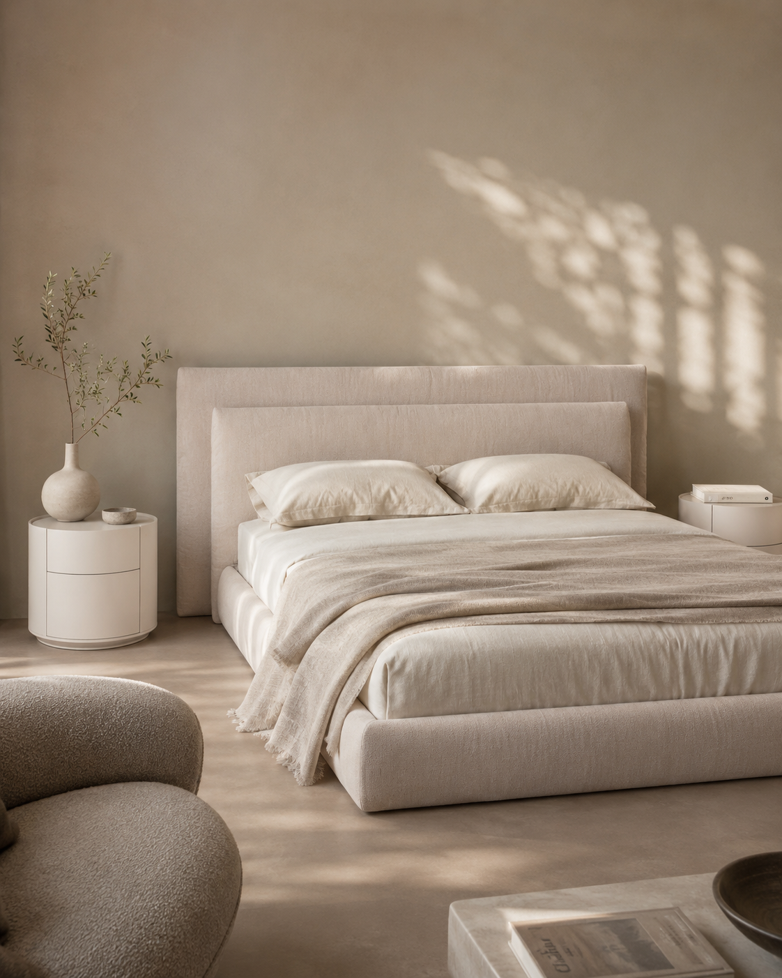 Ming Bedside Table - Matte Beige