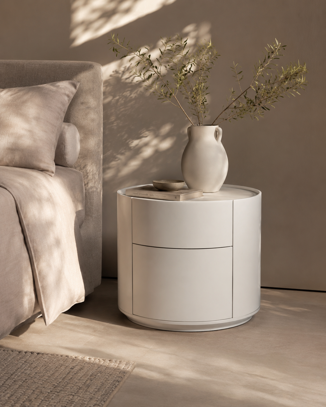 Ming Bedside Table - Matte Beige