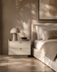 Saviour Bedside Table - White Ceramic Marble & Beige