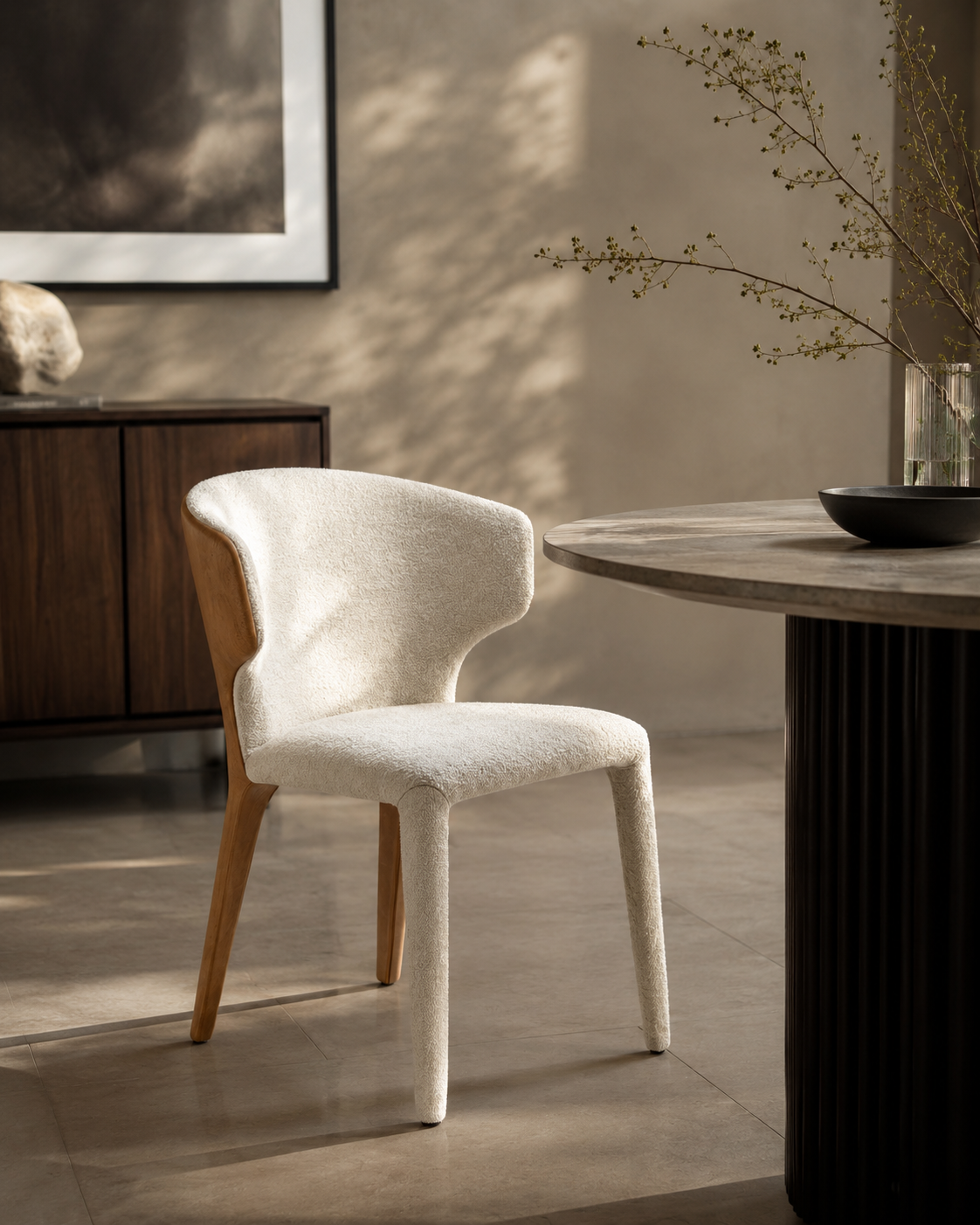 Vela Dining Chair - Avery Cream & Honey ] OUTLET