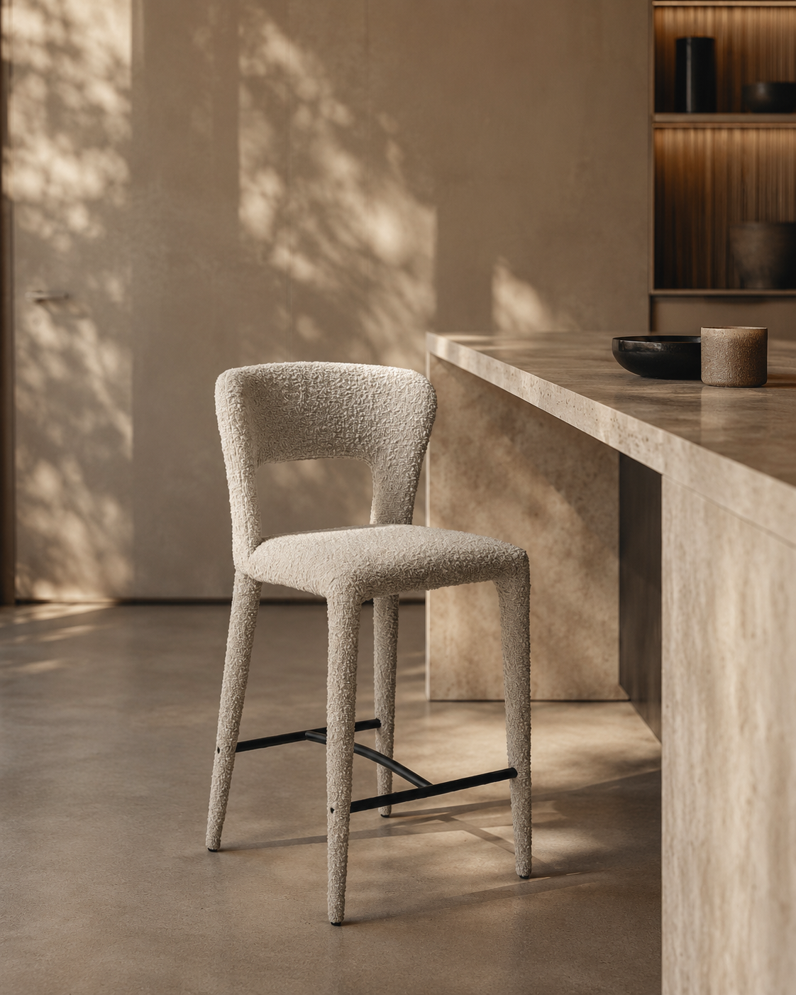 Pari I Bar Stool - Chex Boucle Steam