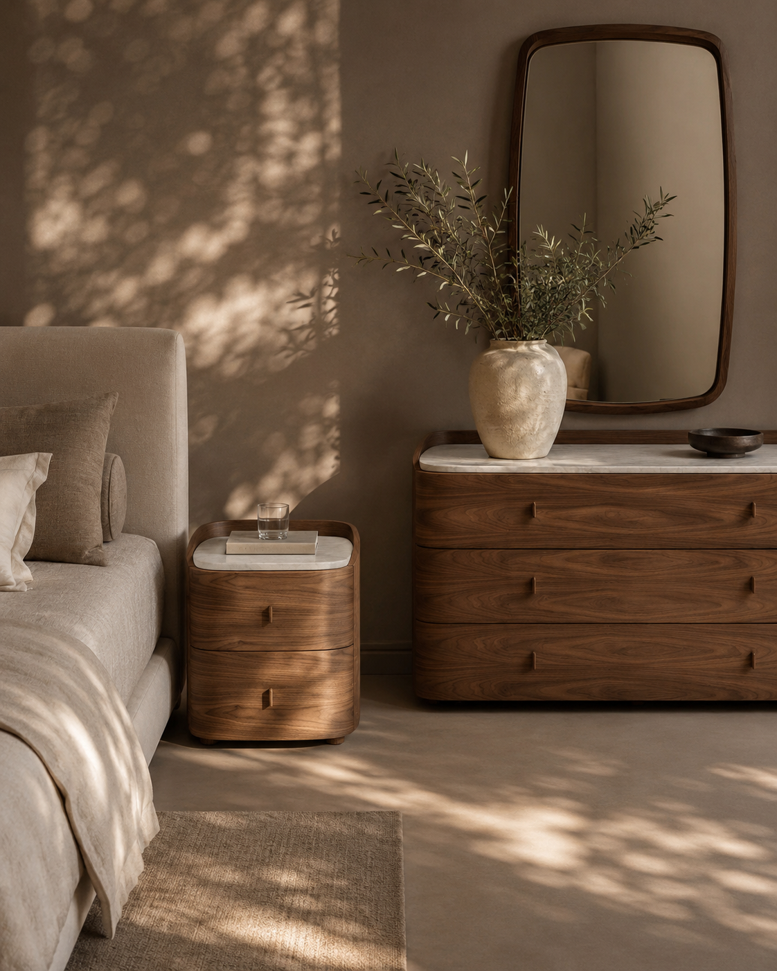 Vertu Bedside Table - Walnut