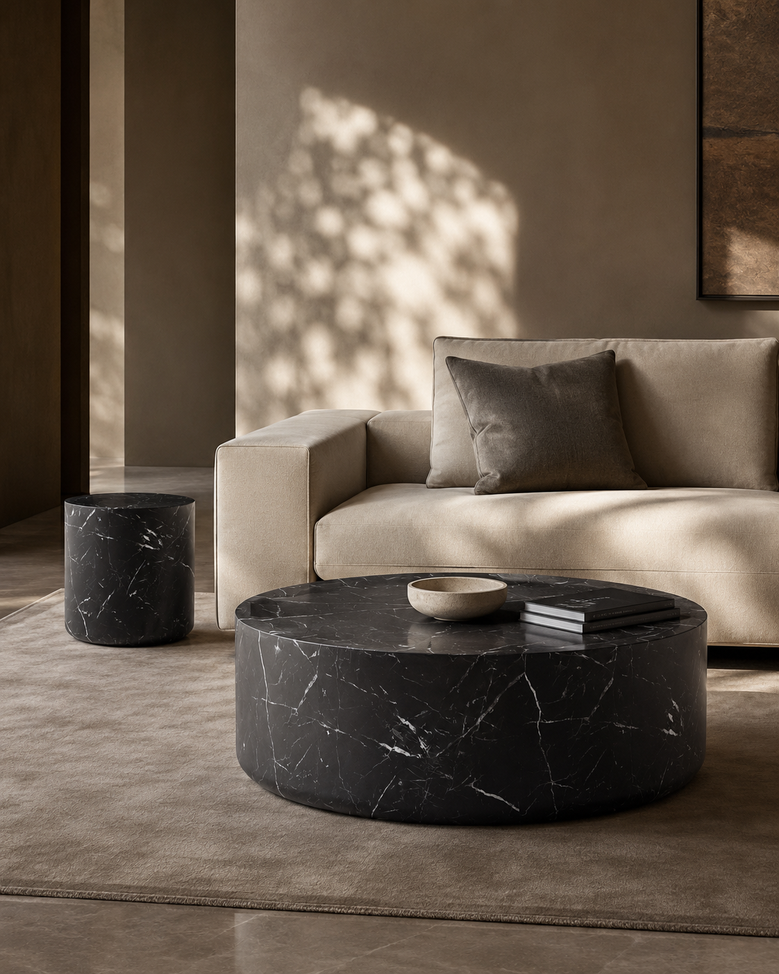 Ciladro Coffee Table - Faux Black Marble - Medium