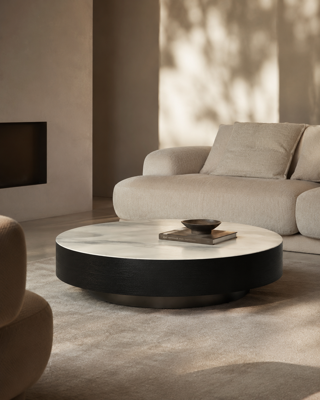 Coin Coffee Table - White Ceramic Marble