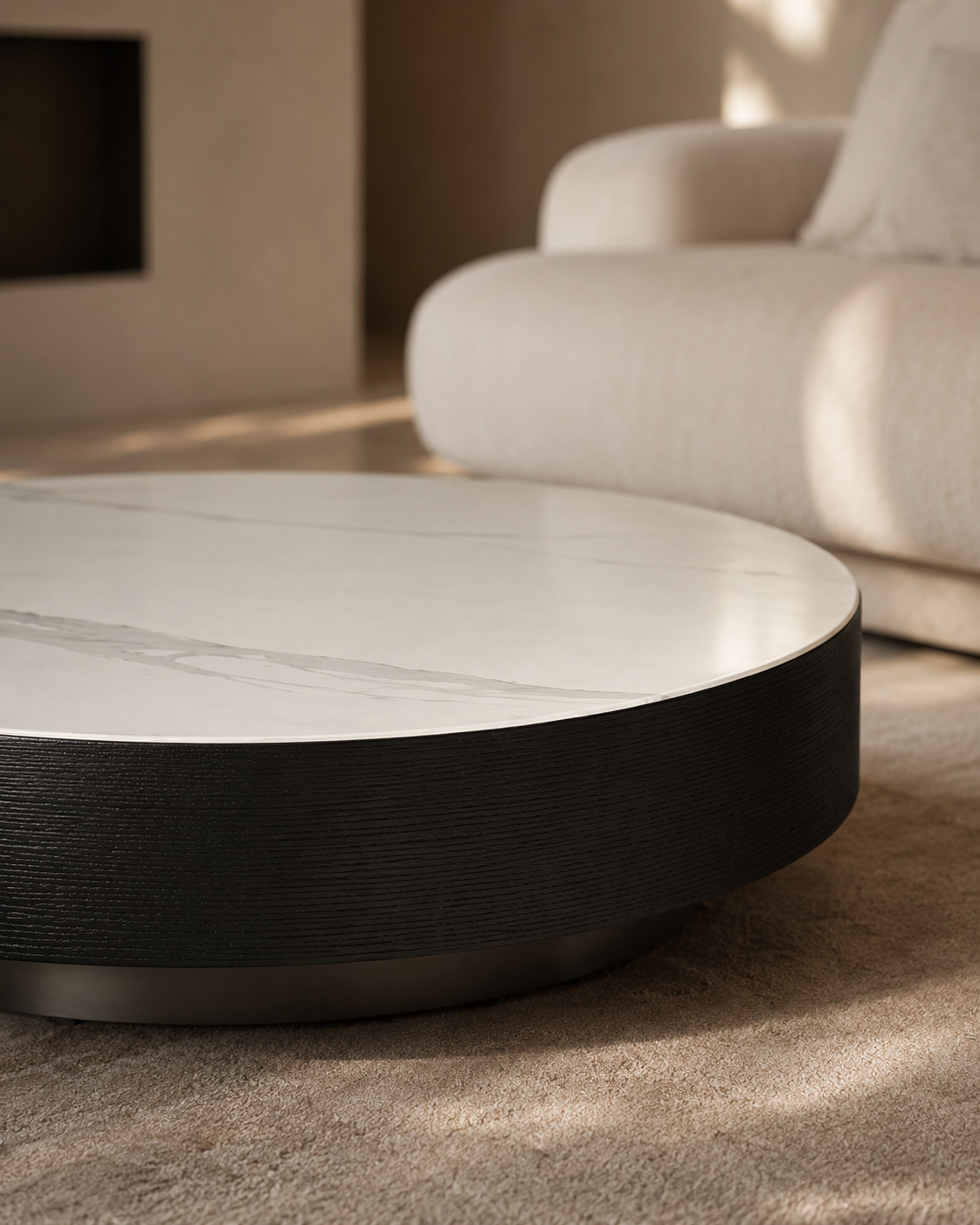 Coin Coffee Table - White Ceramic Marble