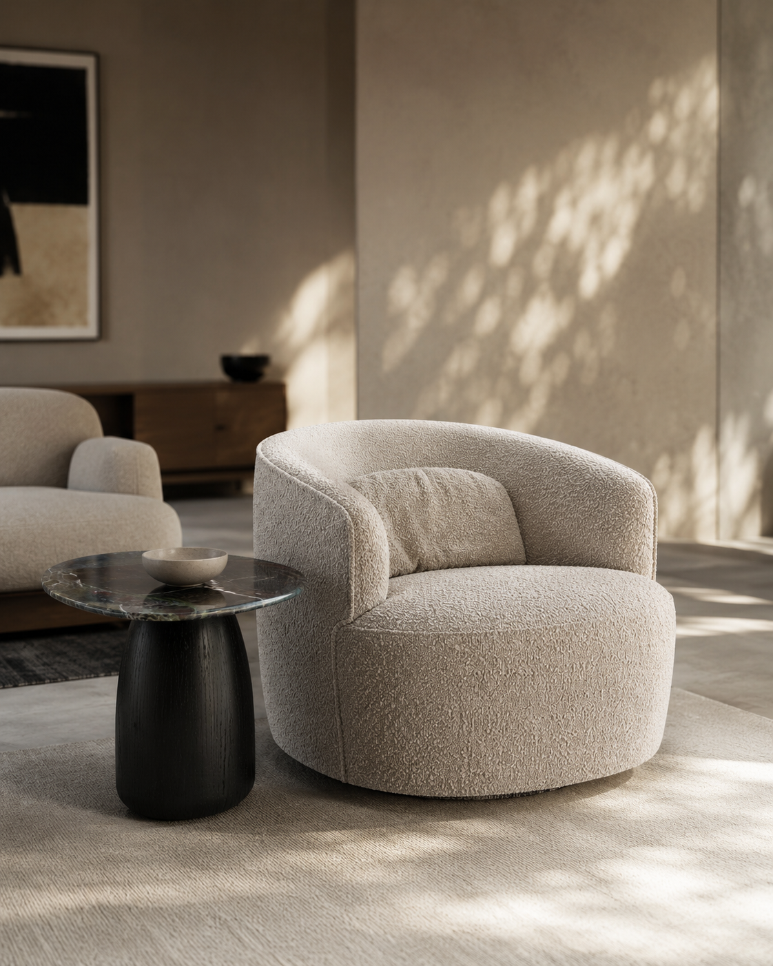 Grace Swivel Chair - Steam Bouclé
