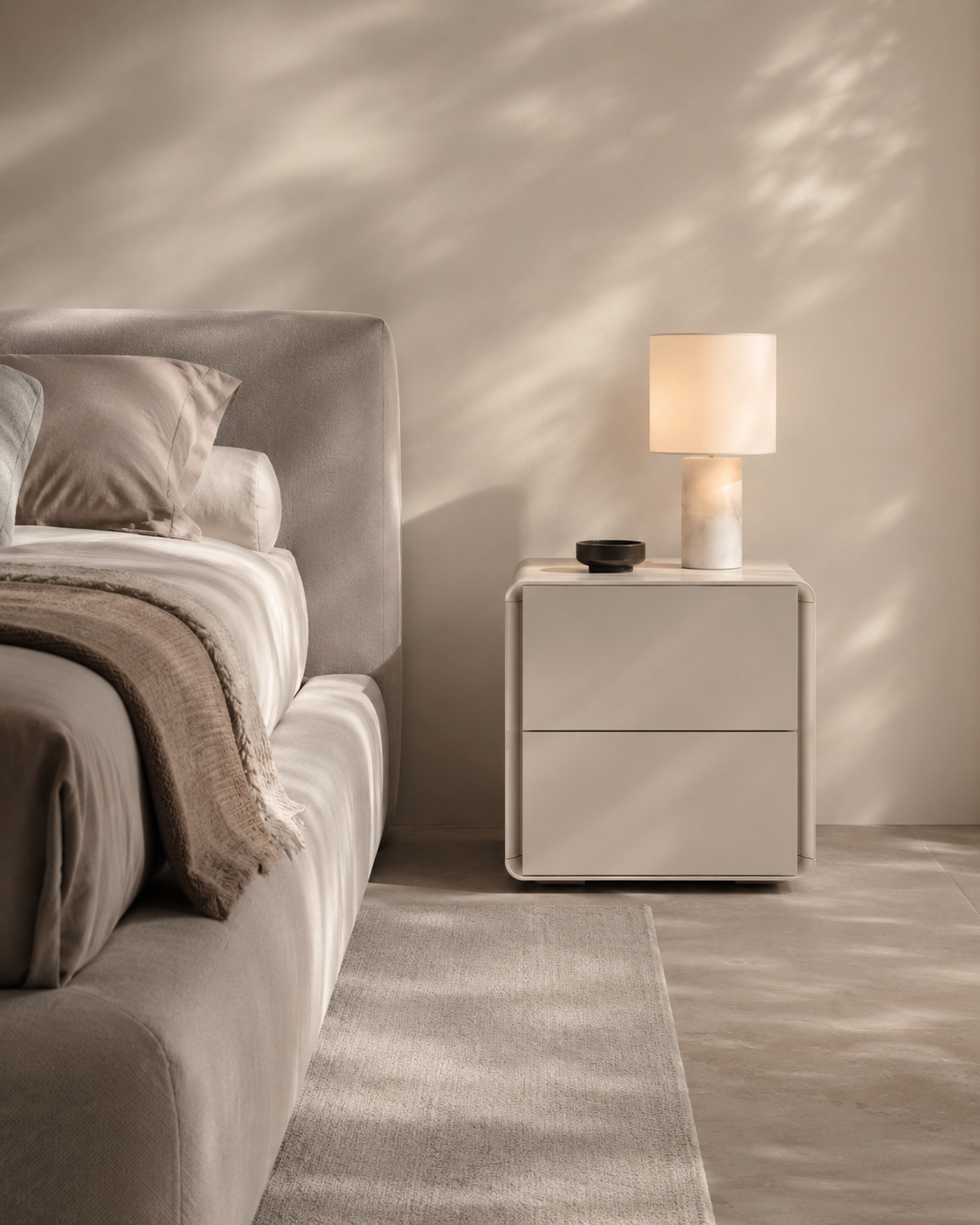 Kota Bedside Table - Matte Beige